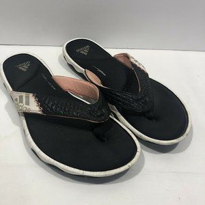 Women’s Adidas Fit Foam Flip Flops Size 9 Sandals Black Pink Peach